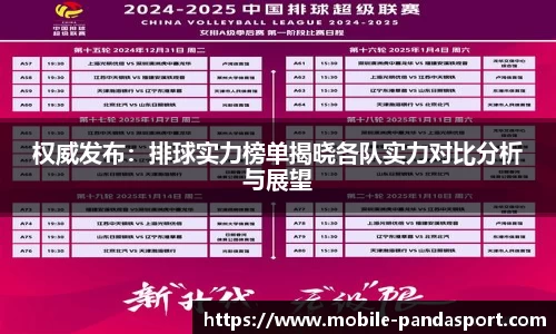 权威发布：排球实力榜单揭晓各队实力对比分析与展望